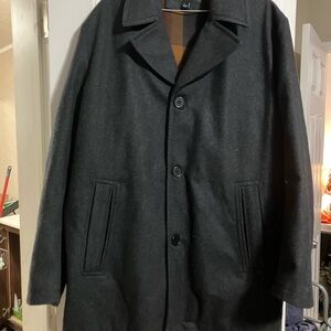 London Fog Black Pea Coat Wool Blend Tailored